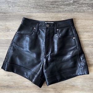 Agolde Recycled Leather Angled Hem Short in Detox